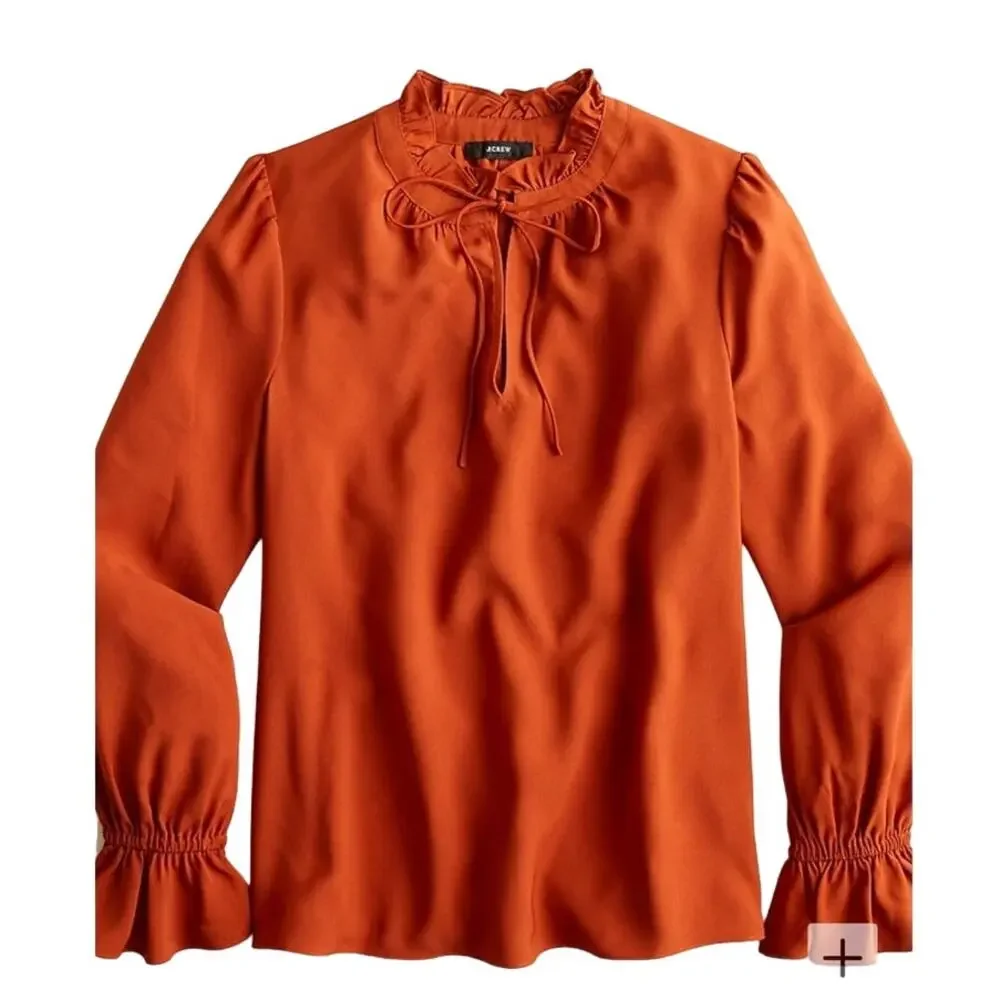 J.Crew Gathered‎ Ruffle Drapey Top in Deep Ember Size S